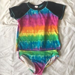 Girls rash guard and bikini bottoms