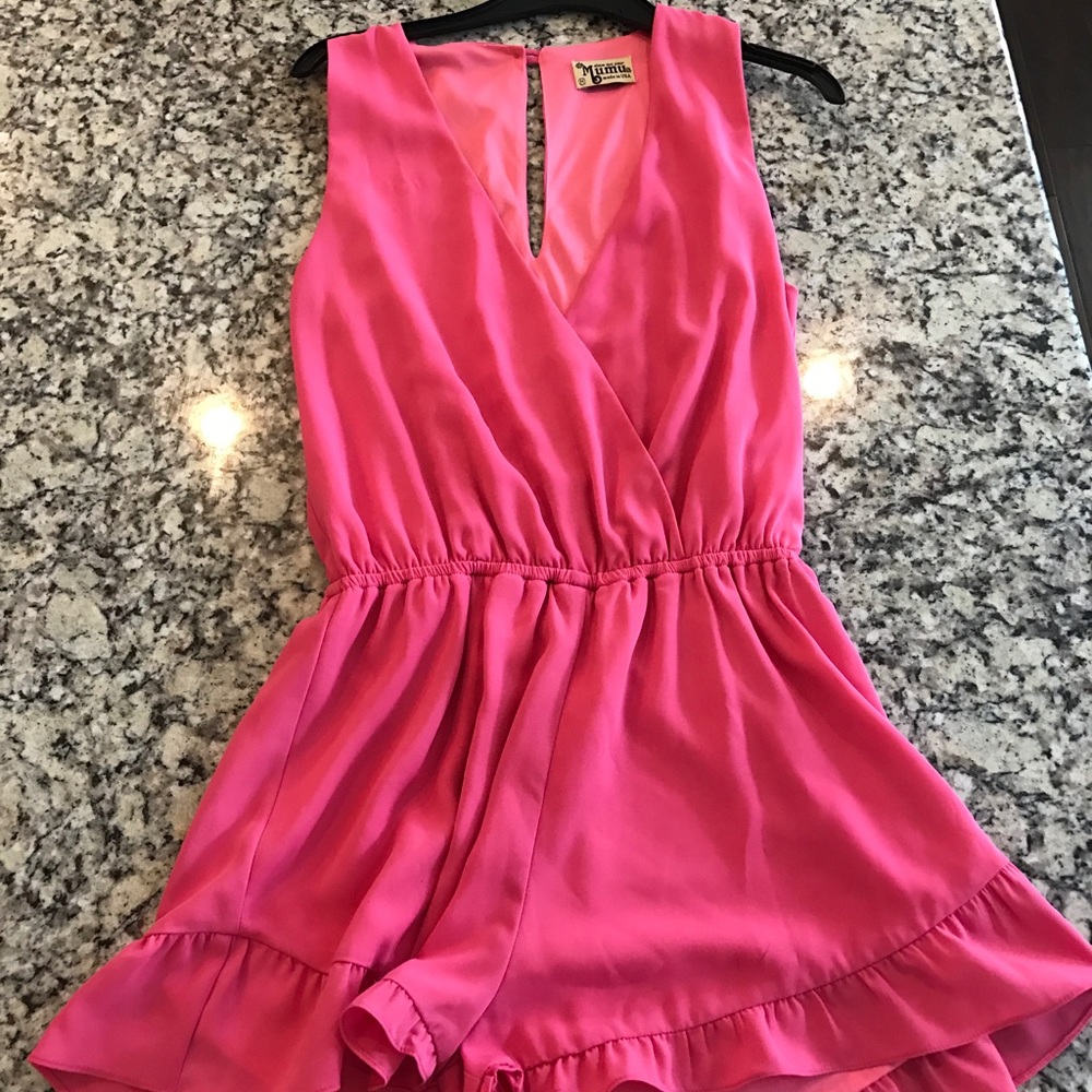 Hot pink party romper