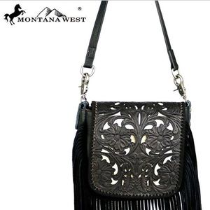 Tooled leather charger purse