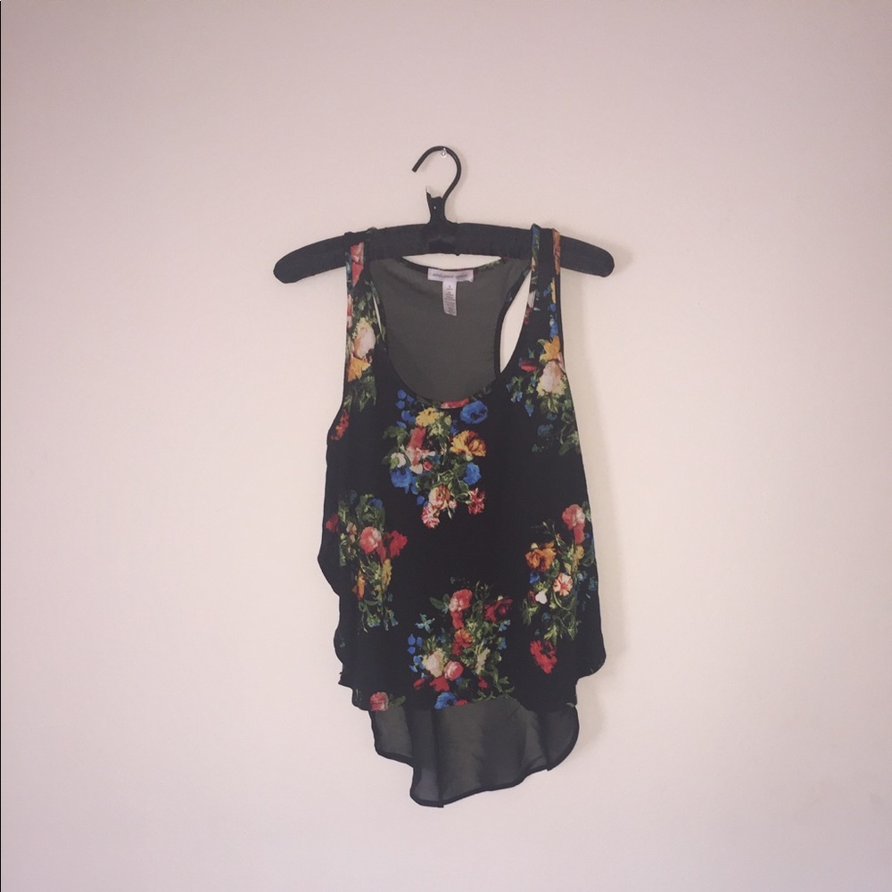 Cute and Fashionable Floral Asymmetrical Tank Top