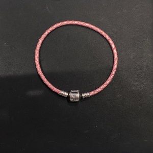 Pandora *RETIRED pink leather single wrap bracele
