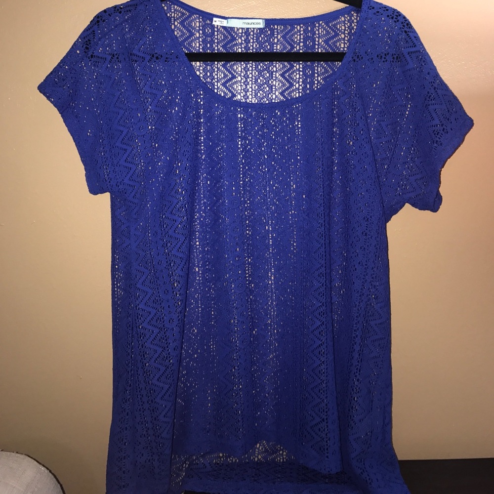Maurice's blue sheer lace top