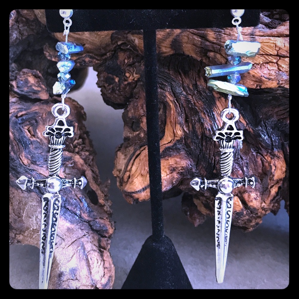 Dark Crystal/Sword Earrings