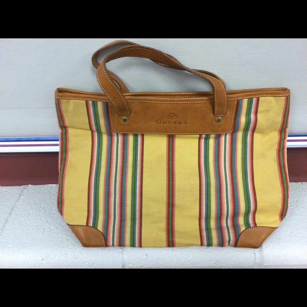 Authentic Ghurka Linen/ leather Tote **Rare
