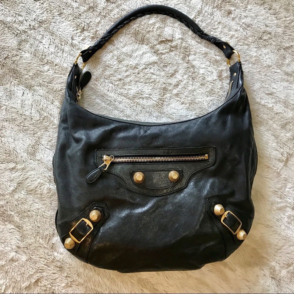 Balenciaga Black Chevre Leather Giant Hobo