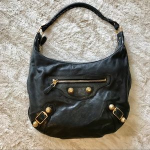 Balenciaga Black Chevre Leather Giant Hobo