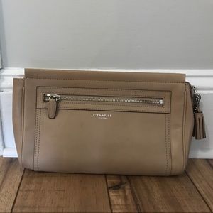 Tan leather Coach wristlet