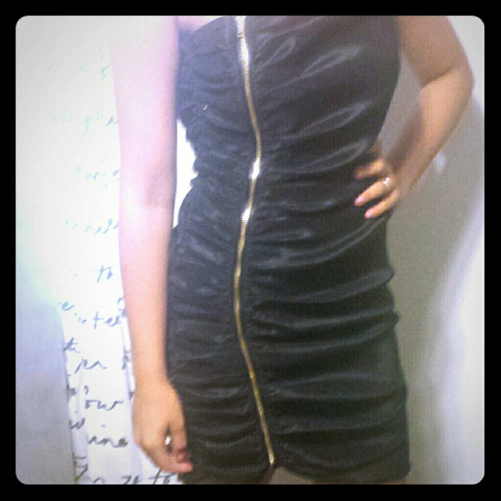 Calvin Klein Black Strapless Satin Dress