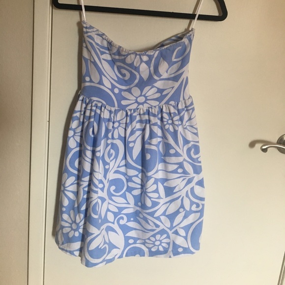 Blue and white flower print sun dress - Picture 1 of 3
