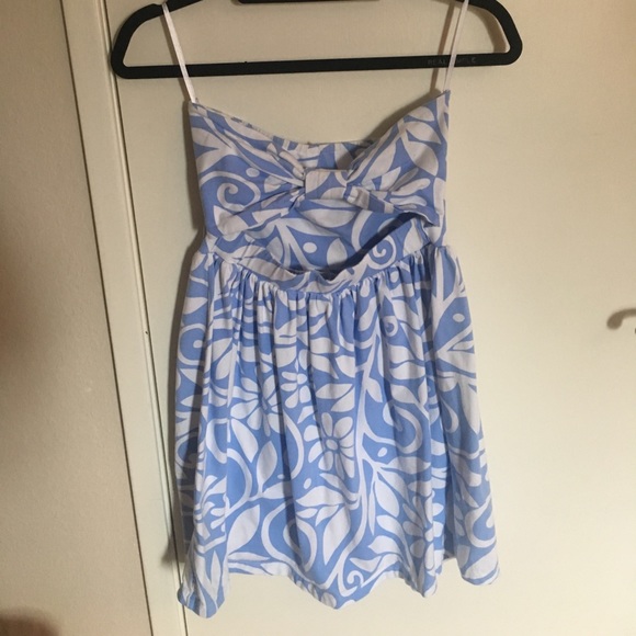 Blue and white flower print sun dress - Picture 2 of 3