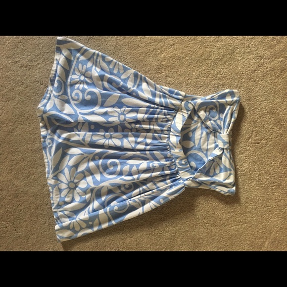 Blue and white flower print sun dress - Picture 3 of 3