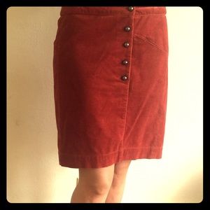 Anthropologie Red corduroy skirt.