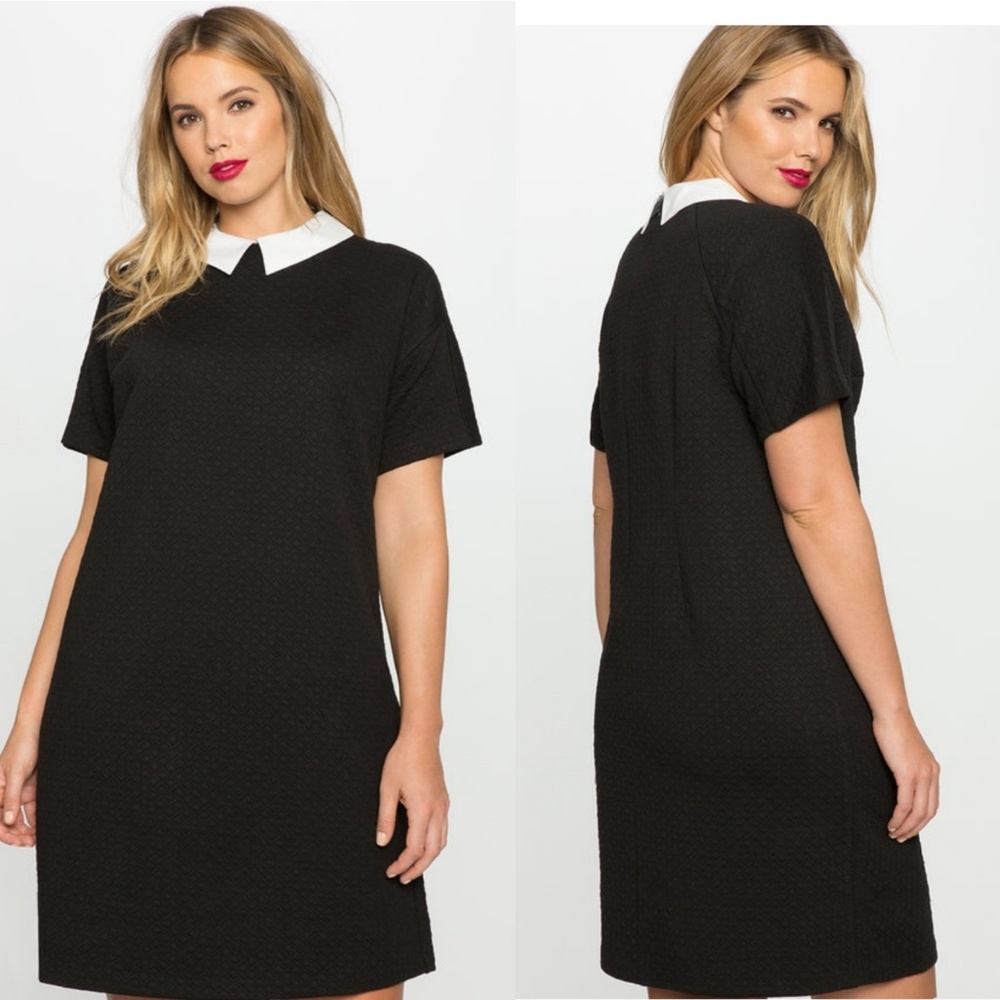 Eloquii Knit Shirt Dress With Contrast Collar