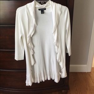 White ruffled cardigan