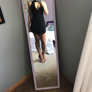 Choker, deep v neck black dress/romper