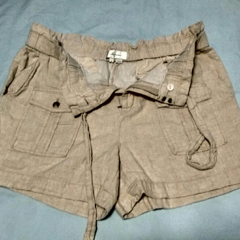 Anthropologie Elevenses Linen Cargo Shorts Sz M