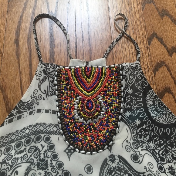 Halter top with beading on the front. - Picture 3 of 3