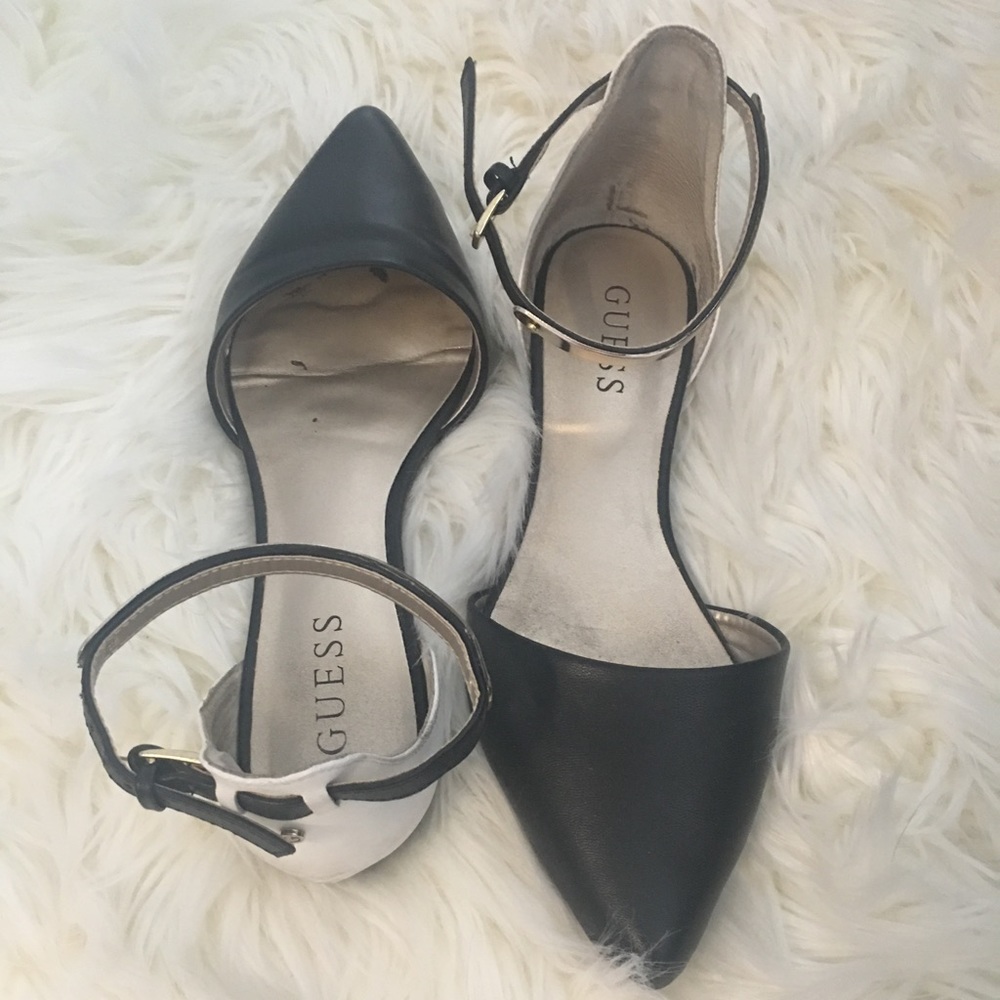 GUESS sandals, Black and Off White