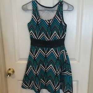 chevron print and lace dress
