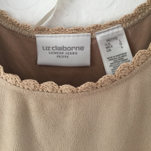 Liz Claiborne Velour Cream Top L - Picture 4 of 7