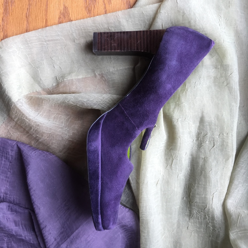 Purple felt Tommy Hilfiger block heels