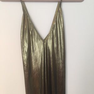 American apparel gold metallic maxi dress