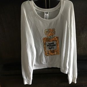White sequin front sweater