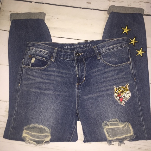 Articles of Society Distressed Jeans Tiger Patches - Picture 4 of 8
