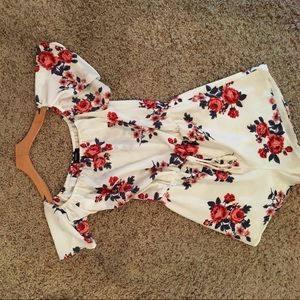 Blue & Red floral patterned Romper!