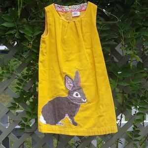 Mini Boden Girls Corduroy Dress w/ Bunny Applique