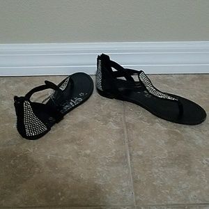 Black rhinestone sandals size 7.5