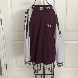 Victoria's Secret pink maroon baseball tee. Size:M