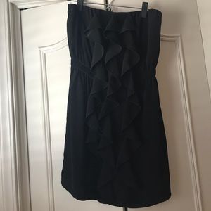 Black strapless ruffle dress