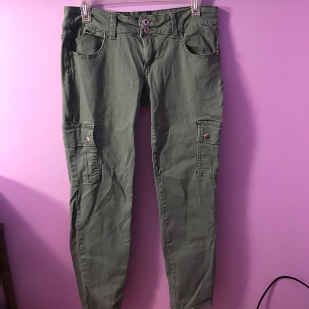 Green cargo jeans.
