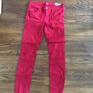 rag and bone red denim jeans