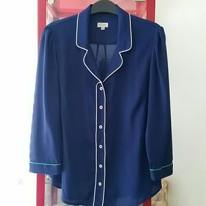 Cremieux XS navy blue blouse/button down