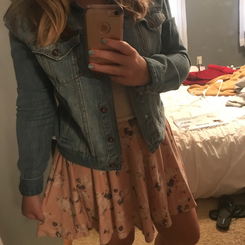 Urban Outfitters Pink Floral Skater Skirt