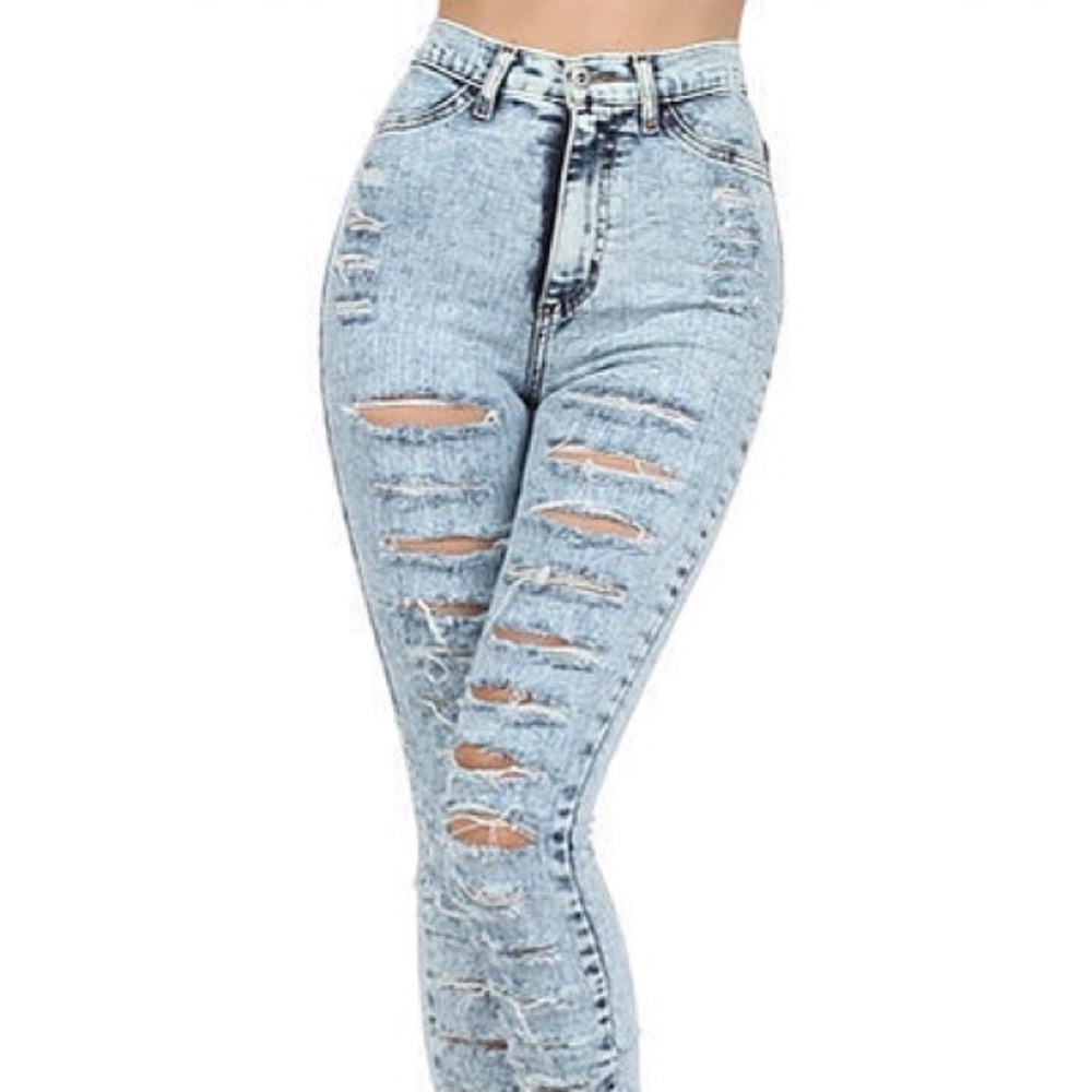 💖Sale💖 GJG Acid Wash High Waisted Ripped Jeans💖