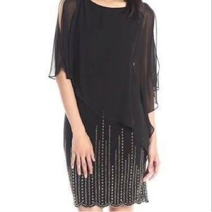XSCAPE Black Embellished Dress Gatsby Style