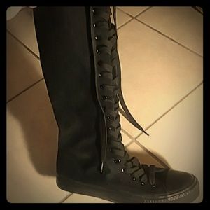 Knee high black sneakers