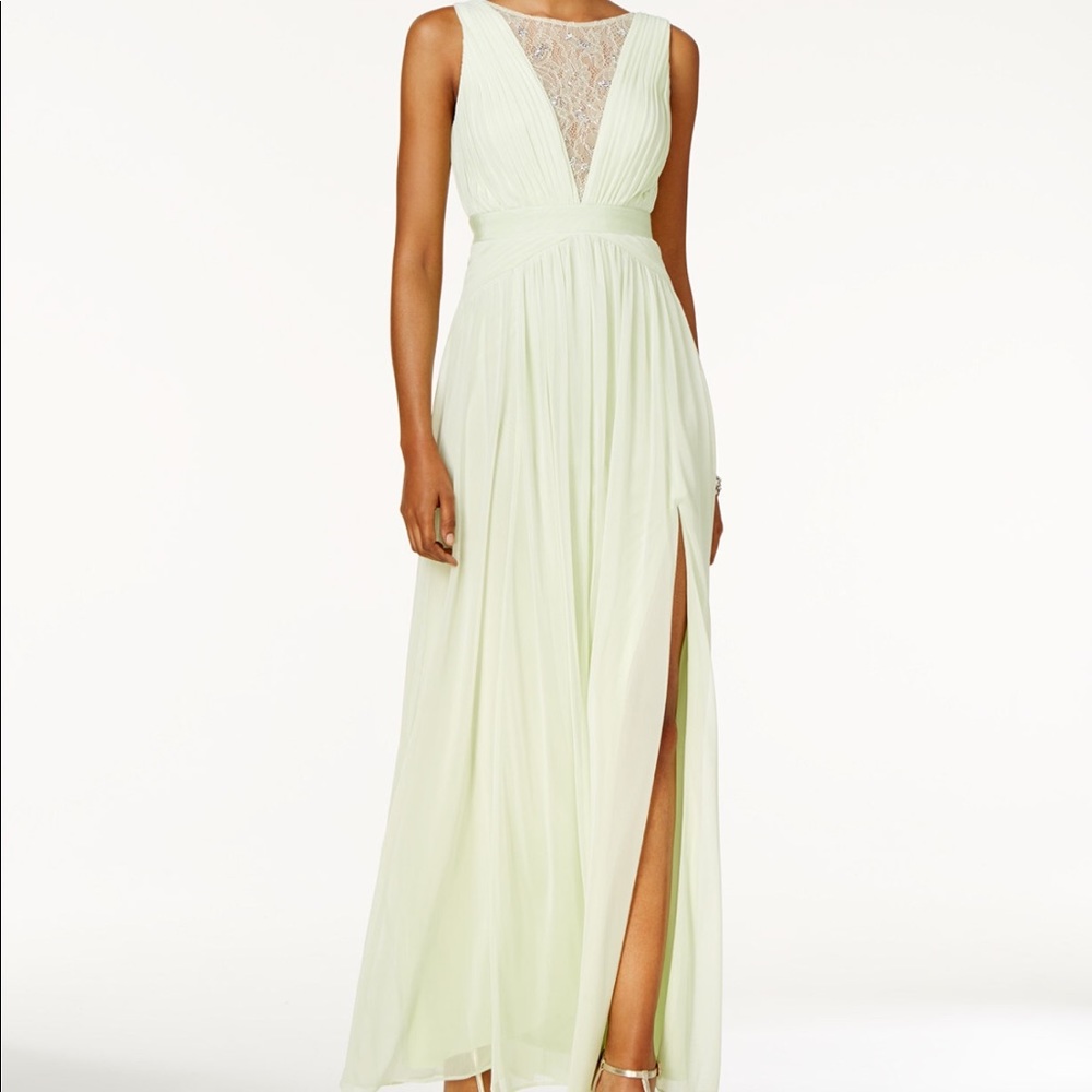 Adrianna Papell Illusion Lace Open Back Gown