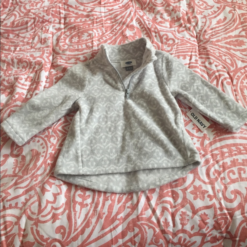 Grey and White Old Navy 1/4 Zip Up Fleece 12-18m