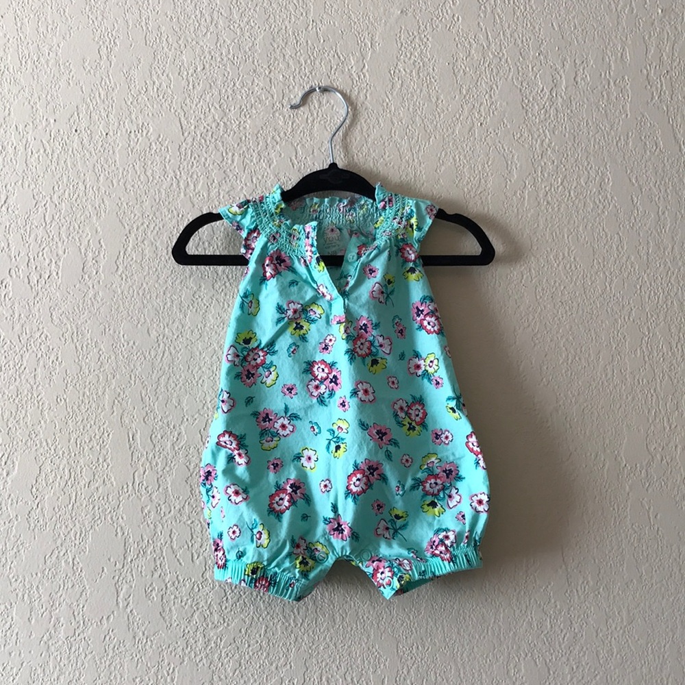 Carter's Teal Floral Romper