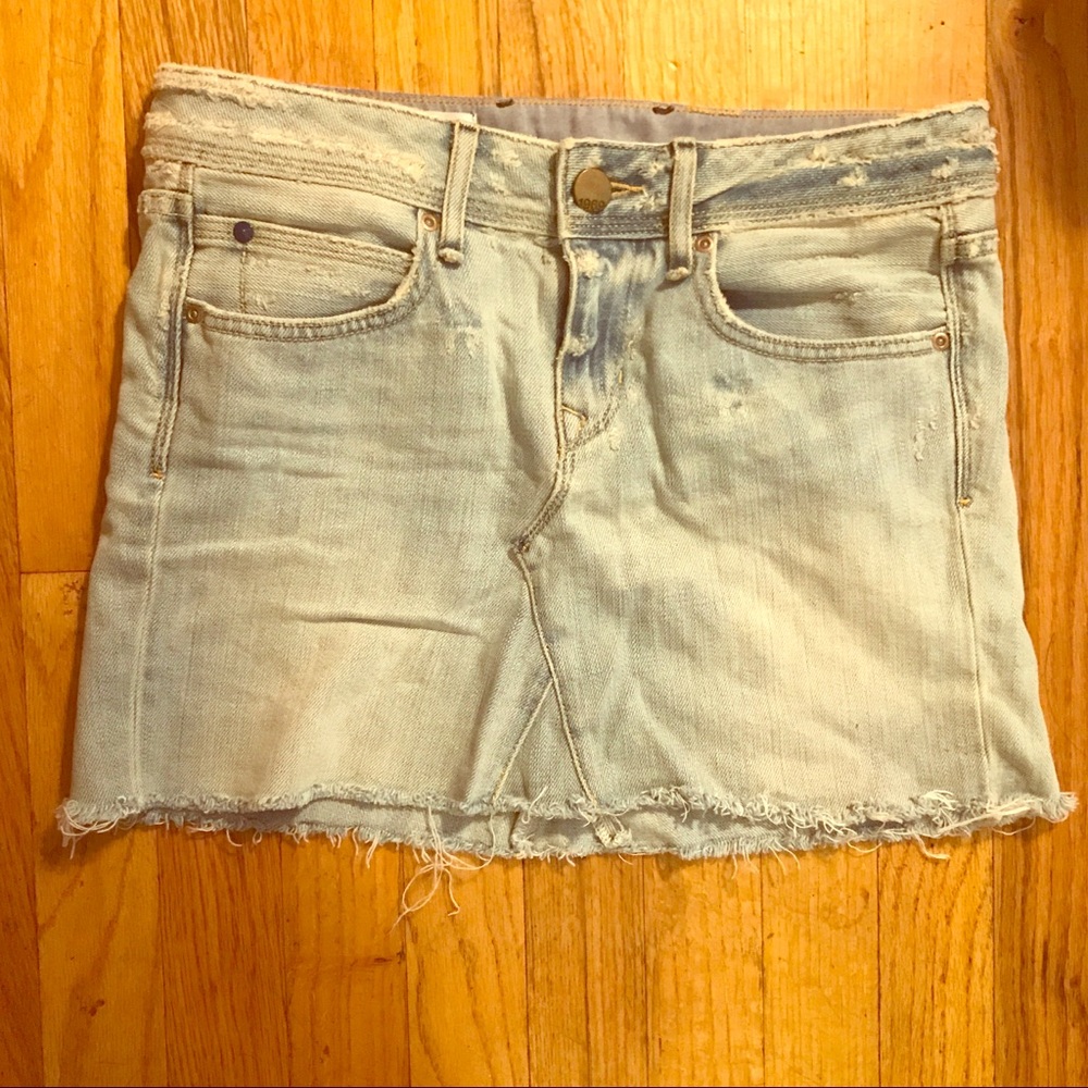 Gap 1969 Mini Jean Distressed Skirt Light Blue 