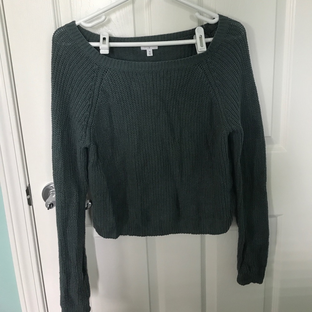 Olive Green Knit Cropped Sweater
