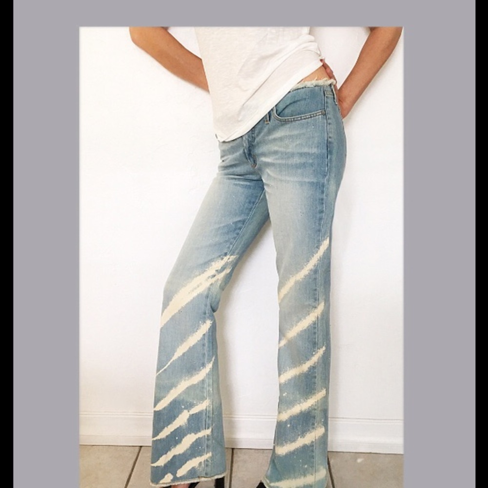 Super Sexy ITALIAN Faded Flare Jeans w/Crystals TALL