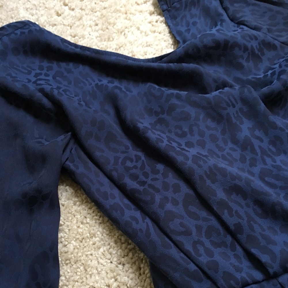 Topshop Elegant Animal Playsuit in Navy