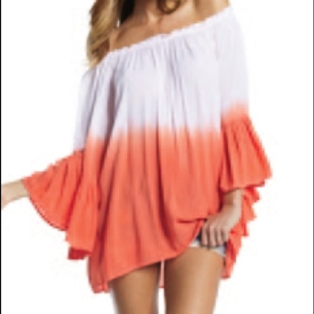 Elan Off the Shoulder Dip Dye Dress