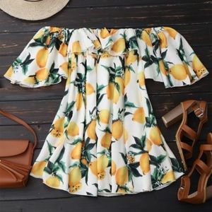Off shoulder ruffle lemon beach dress 🍋 NWOT