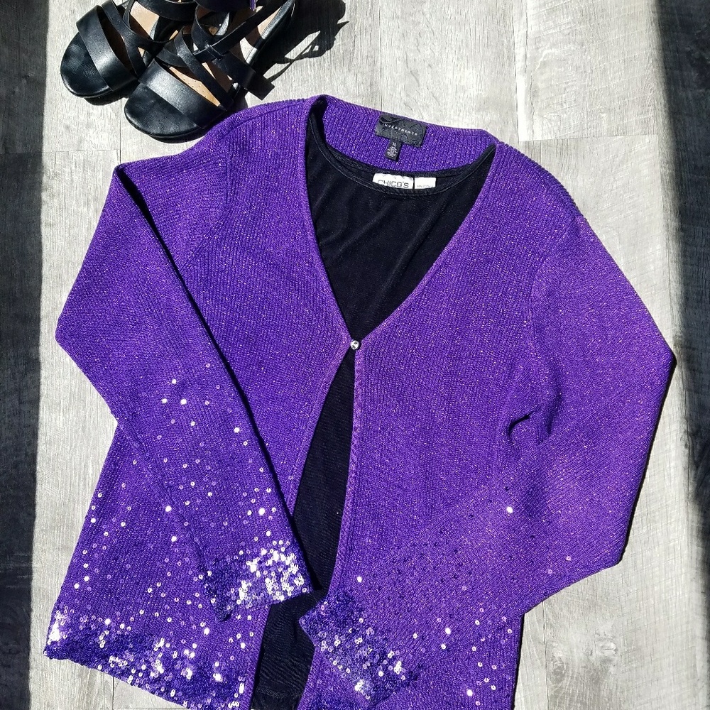 Purple metallic and sequin sweater